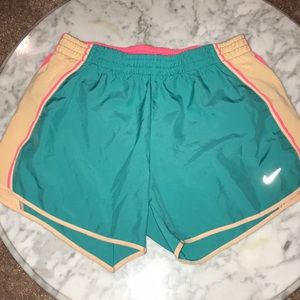 Teal and peach Nike shorts